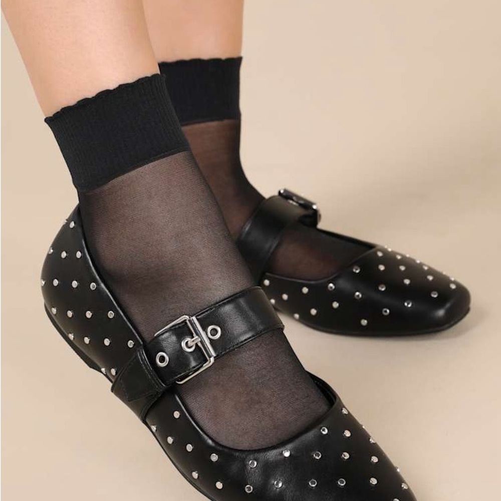 DV Black Studded Mary Jane Flats